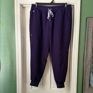 Figs Rafaela XL Purple Scrub Pants with Grey Drawstring